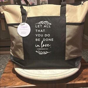 Tote with scripture